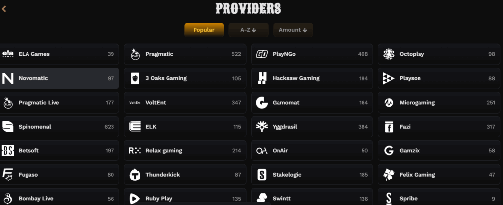 Providers at Wildsino Casino